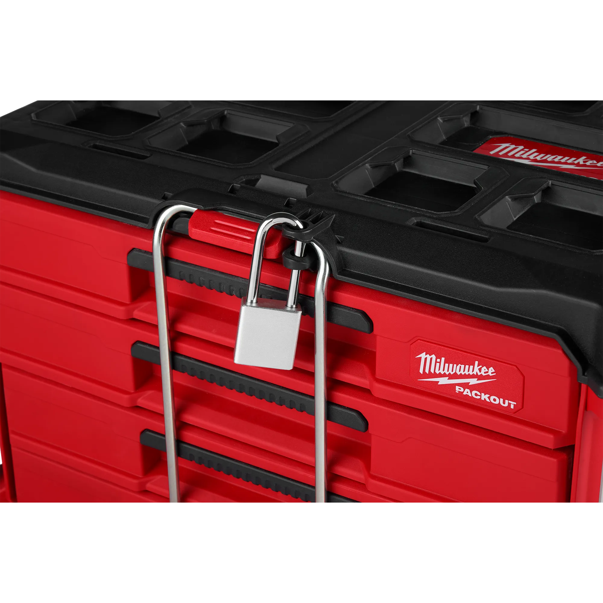 The PACKOUT 4-Drawer Tool Box secured