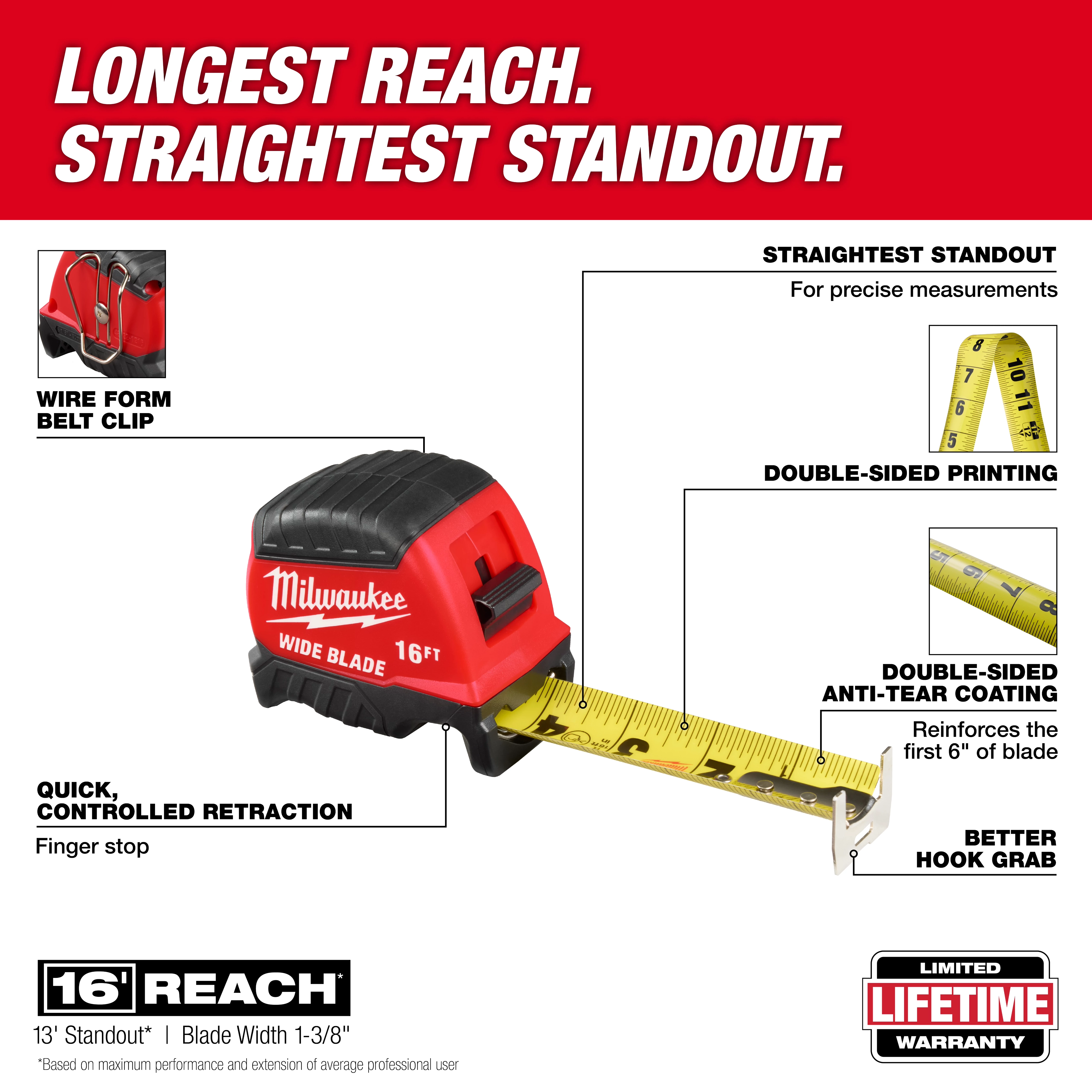 16ft Wide Blade Tape Measure