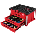 PACKOUT Multi-Depth 4-Drawer Tool Box with screws, tape, bolts, and more organized 