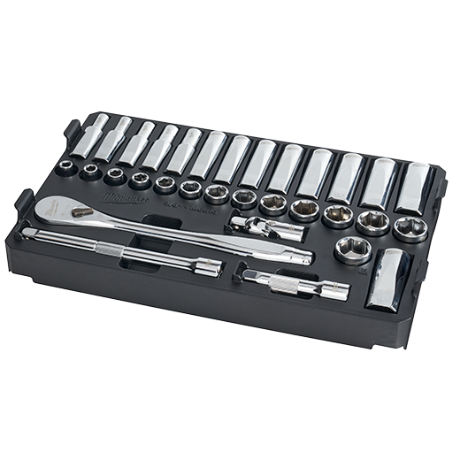 48-22-9482 - 3/8" METRIC RATCHET AND SOCKET SET WITH PACKOUT™ LOW-PROFILE COMPACT ORGANIZER