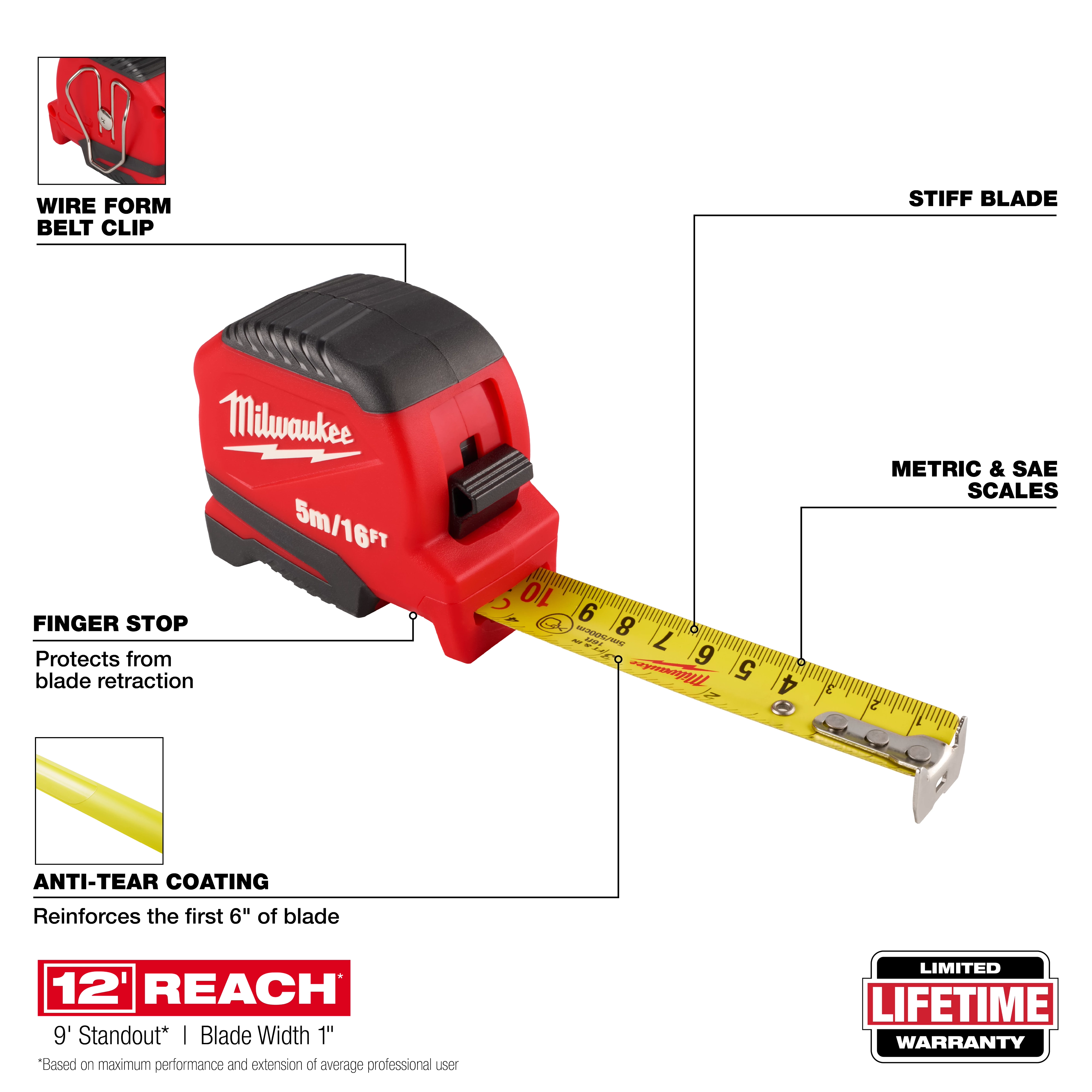 5m/16ft Compact Tape Measure