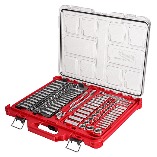 48-22-9486 - 1/4" & 3/8" METRIC & SAE RATCHET AND SOCKET SET WITH PACKOUT™ LOW-PROFILE COMPACT ORGANIZER